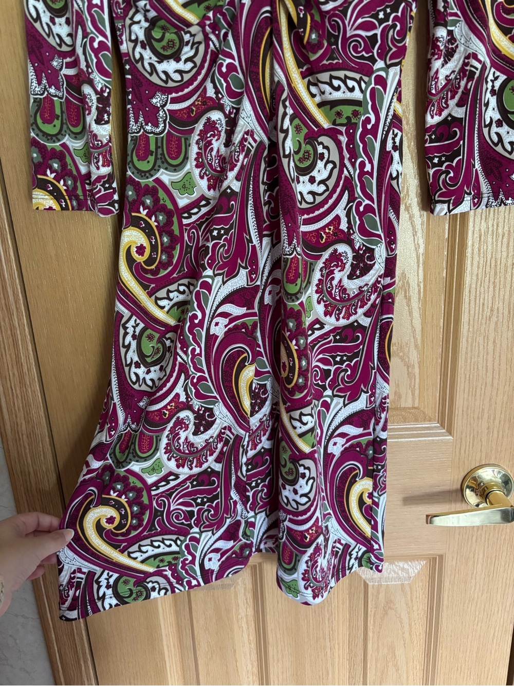 Tiana B. Paisley Magenta and Yellow V- Neck Dress - Picture 8 of 8